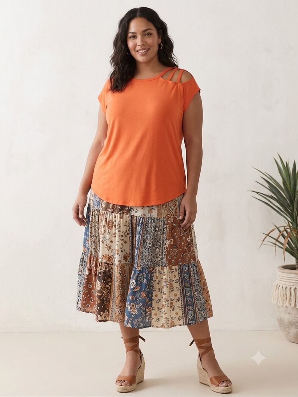 Maurices Women’s Orange Asymmetrical Strap Top